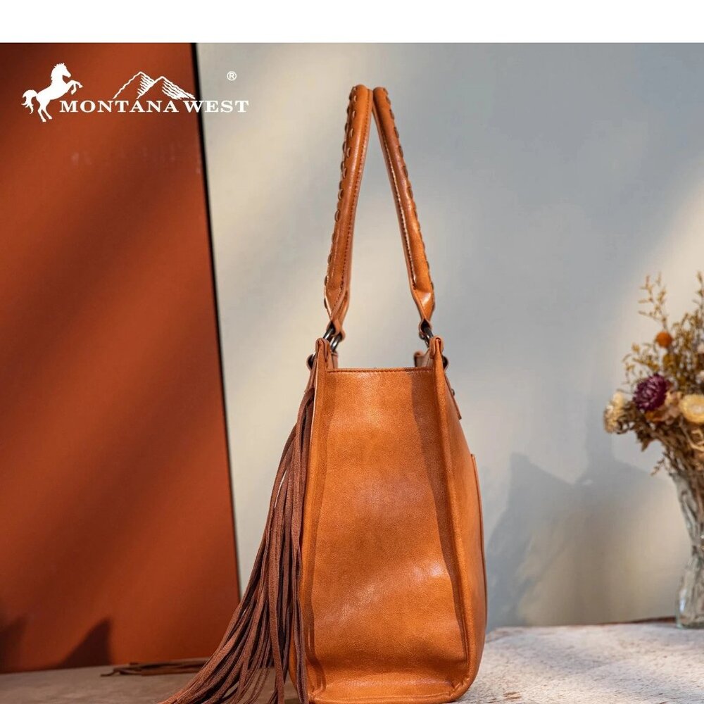 Montana West Floral Tool Fringe Collection Conceal Carry Wide Tote MW1299G-8317 - Picture 3 of 7